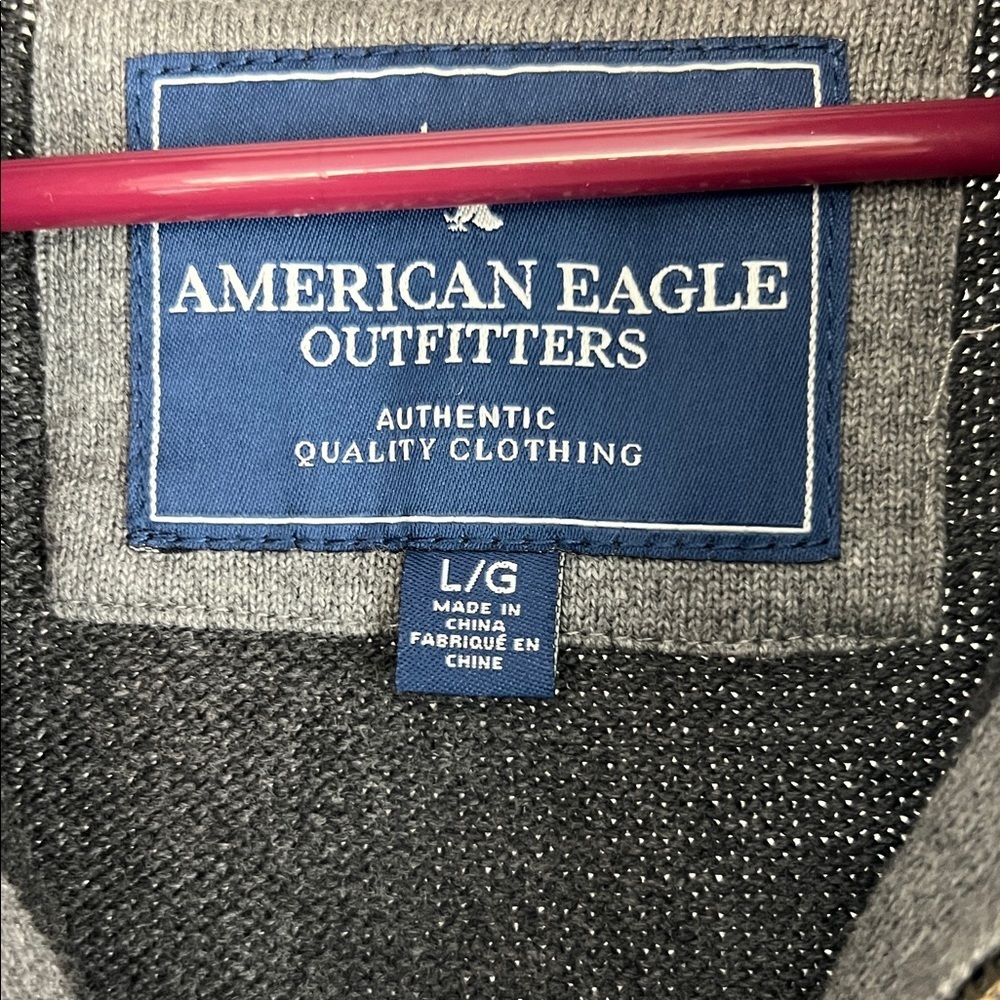 American Eagle Outfitters Dark Gray Quarter Zip Sweater Large - Picture 2 of 8